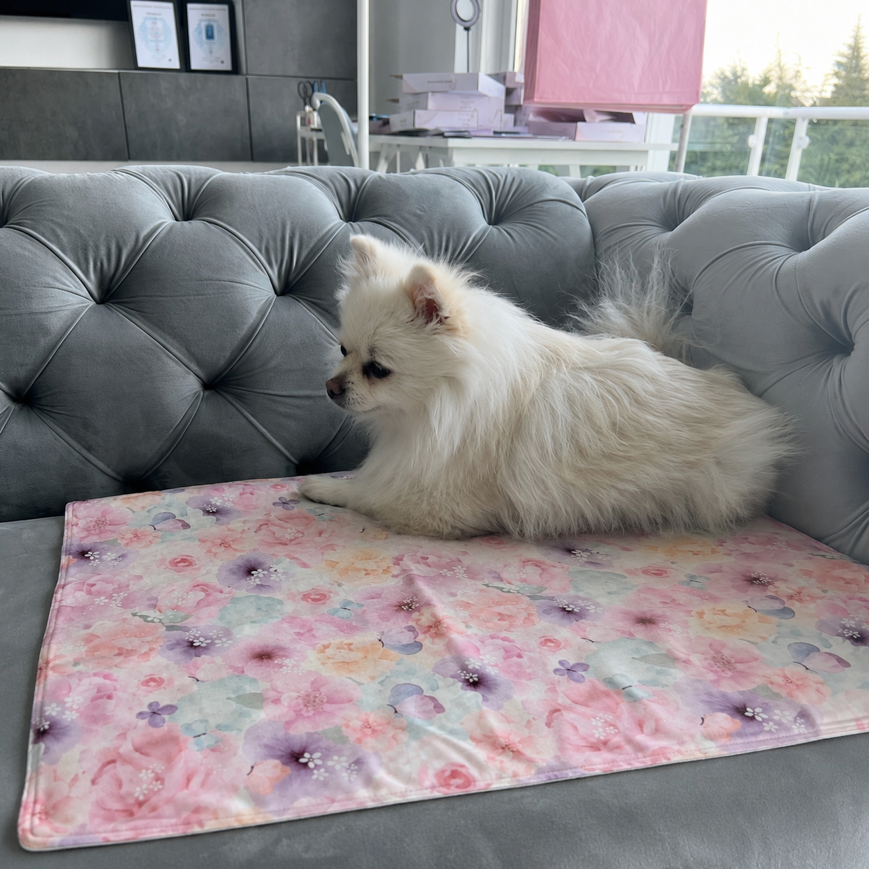 Handgemachte Hundedecke 55 × 55 cm – Sofadecke & Möbelschutz